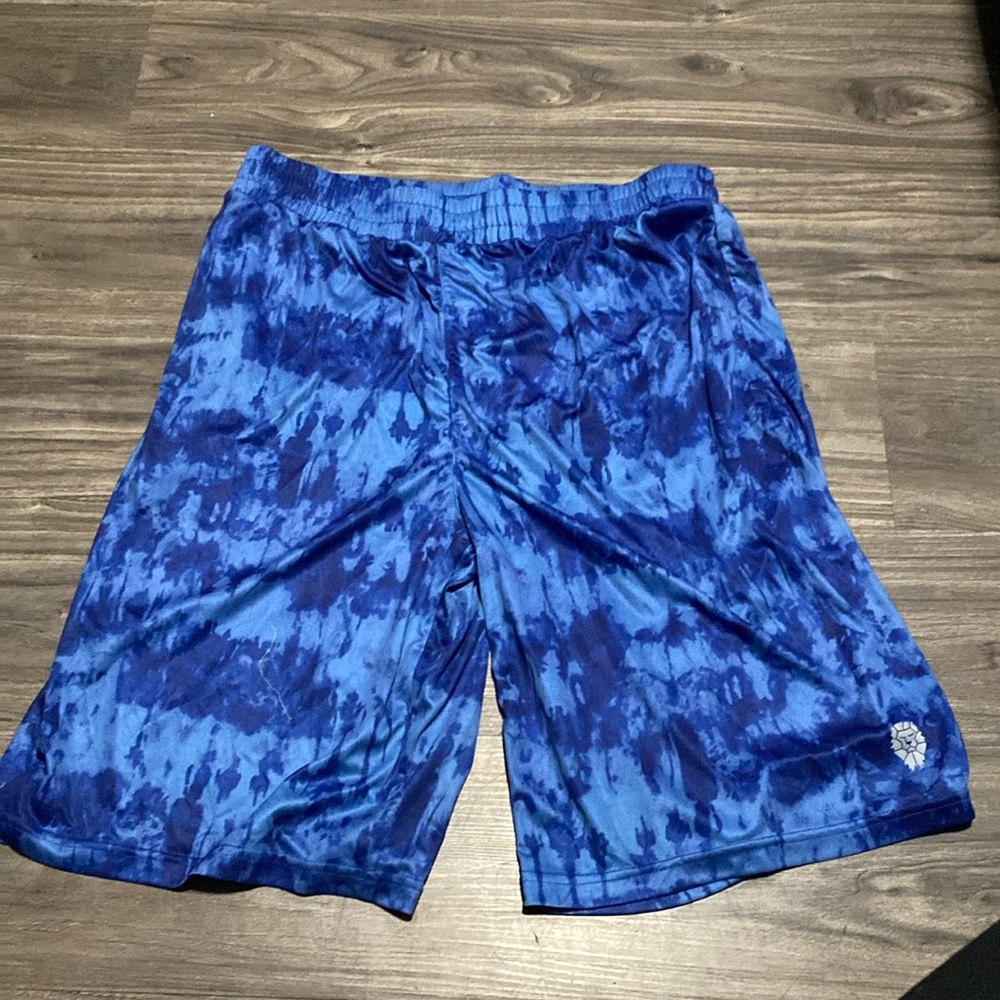 PIQIDIG Athletic Gym Shorts Pockets Tie Dye Blue Size XL